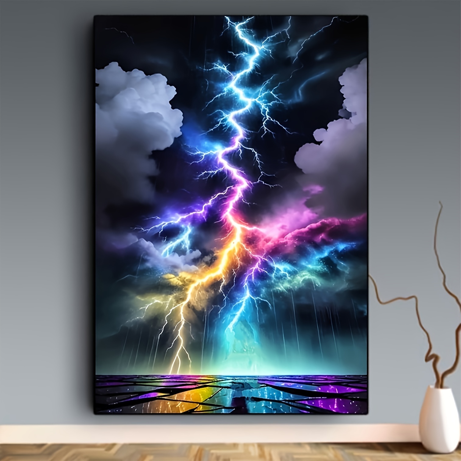 Resin Art Wallpaper - DIY Diamond Painting Colorful Lightning Pattern